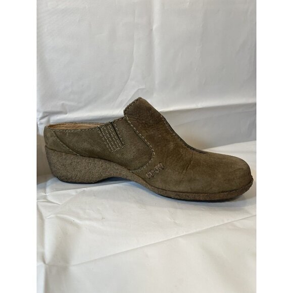 Timberland Mule Shoes Women's  Size 7 Green Brown Nubuck Comfort Gum Crepe Wedge - Picture 6 of 16